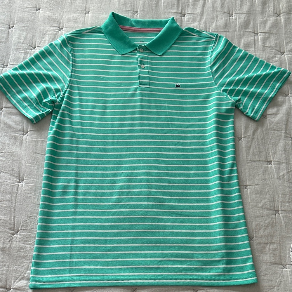 💕 2 for $15 - Crown & Ivy Teal Striped Polo Shirt